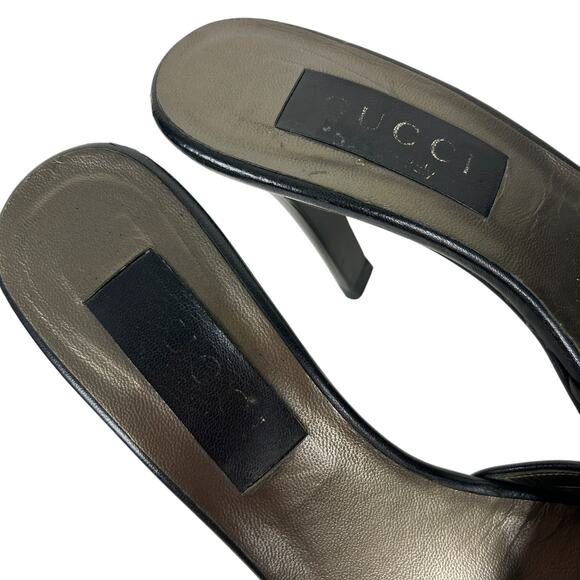 Gucci Tom Ford GG Gray Monogram Block Open Toe Heel 6.5 - Picture 8 of 8